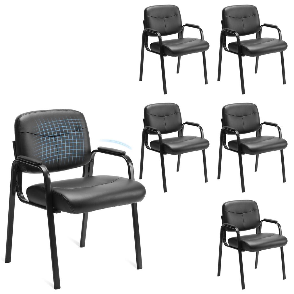 Sweetcrispy Waiting Room Chairs Set of 6, Office Guest Chairs No Wheels, Inky
