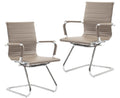 Cimota Waiting Room Chairs Leather Office Guest Chair Mid Back Reception Chairs with Sled Base for Meeting/patient/conference Room, Light Brown
