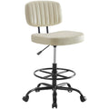Dumos Armless Drafting Chair, Standing Desk Chair, Rolling Stool, Modern Beige