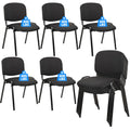 Clatina Stackable Waiting Room Chairs, Cloth Fabric Guest Reception Chair with Upholstered Thickene Seat and Back Support, Stacking Chair Metal
