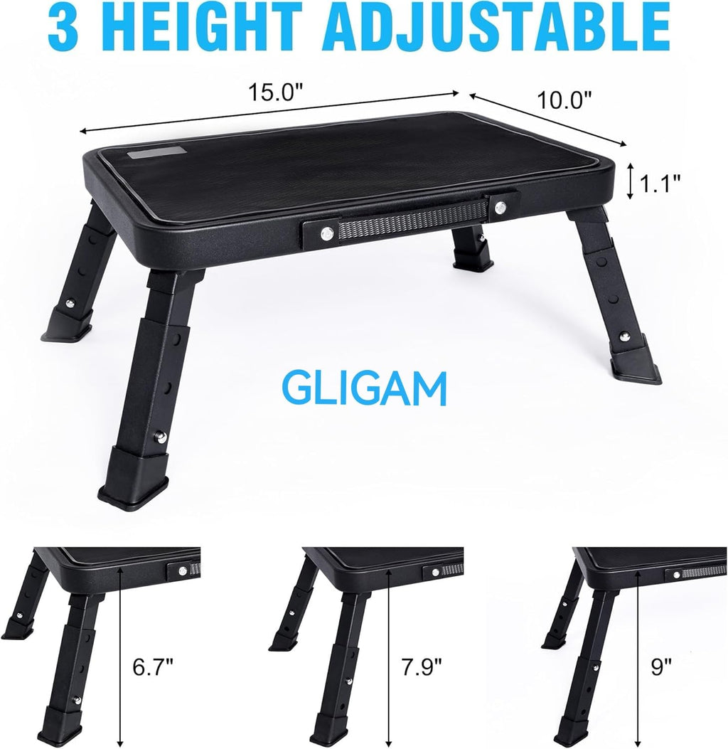 Step Stool, Adjustable Folding Step Stools for Adults and Seniors, Foldable Step Stool,step Ladder with Anti-slip Platform and Rubber Feet for