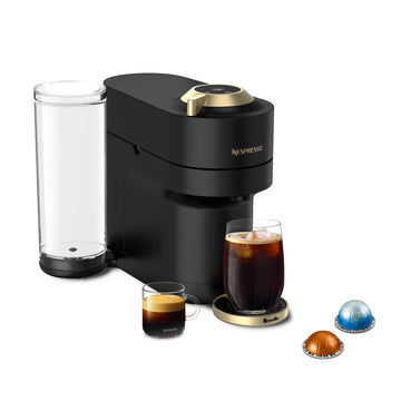 Nespresso Limited-Edition Vertuo Pop+ Coffee and Espresso Maker by Breville, Matte Black Gold (Renewed)