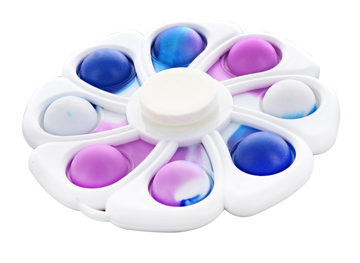Pop Fidget Toy Spinner White Flower 8-Button Bubble Popping Game | Satisfying Hand Popper Sensory Toys for Special Needs, ADD, ADHD | Anxiety and Stress Relief Games, Novelty Gifts