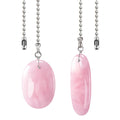LEFERS Ceiling Fan Pull Chain, 2 Pieces Natural Gemstone Pendants with 12" Ceiling Fan Chain Extender and Connector (Rose Quartz)
