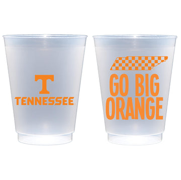 Officially Licensed University of Tennessee Logo/Go Big Orange (GBO) Printed Frosted Plastic Cups 16 oz - Elegant Party Cups 10 Pack - Reusable Cute Cup set for game day, Tailgating, Party Favors