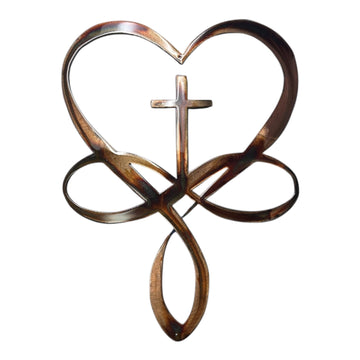 Heart Cross Infinity Symbol Metal Wall Art 15" x 11 1/2"