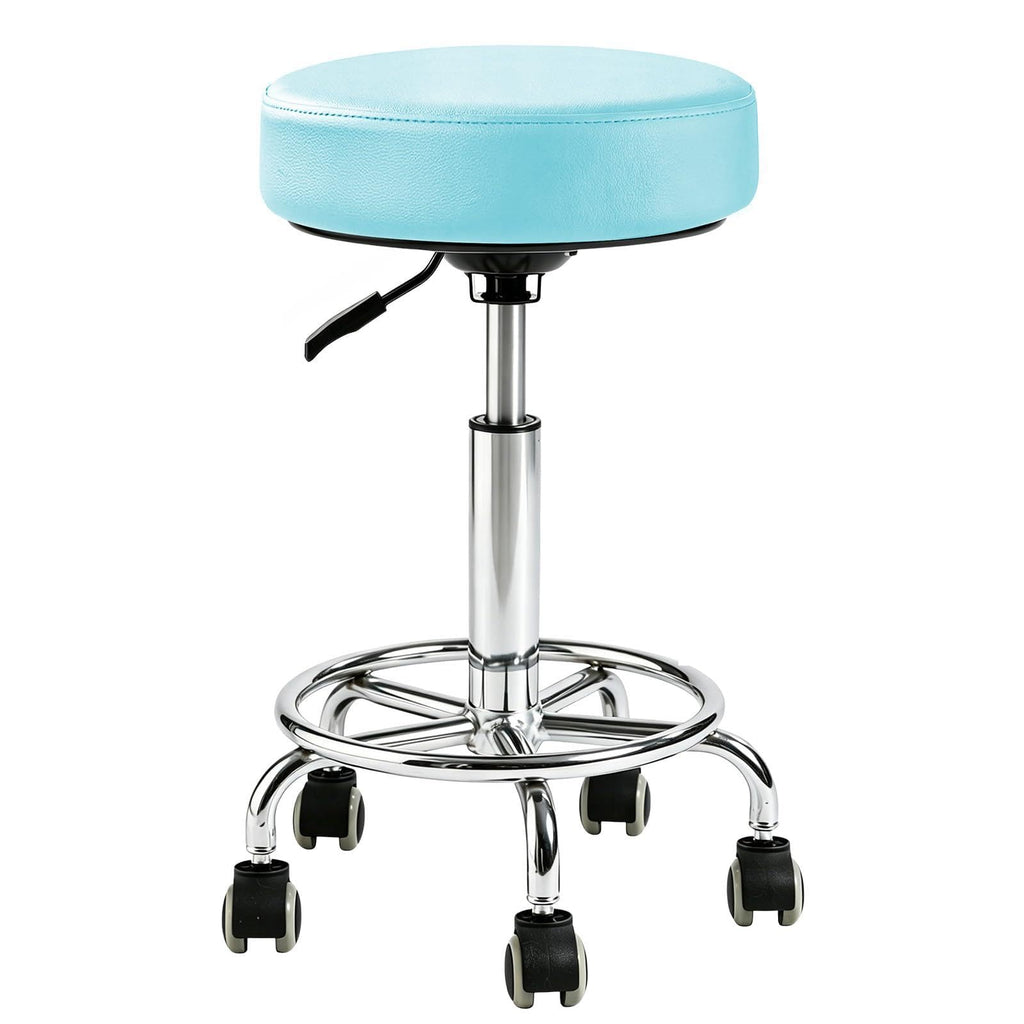 Limkomes 500lb Heavy-duty Adjustable Stool with Wheels, Round Rolling Chair, No backrest, Blue