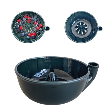 Ceramic self rotating berry Washing bowl, 360 degree rotating automatic berry cleaning bowl, with drainage holes, berry and vegetable cleaning basket, quick cleaning fruit cleaning rotating bowl