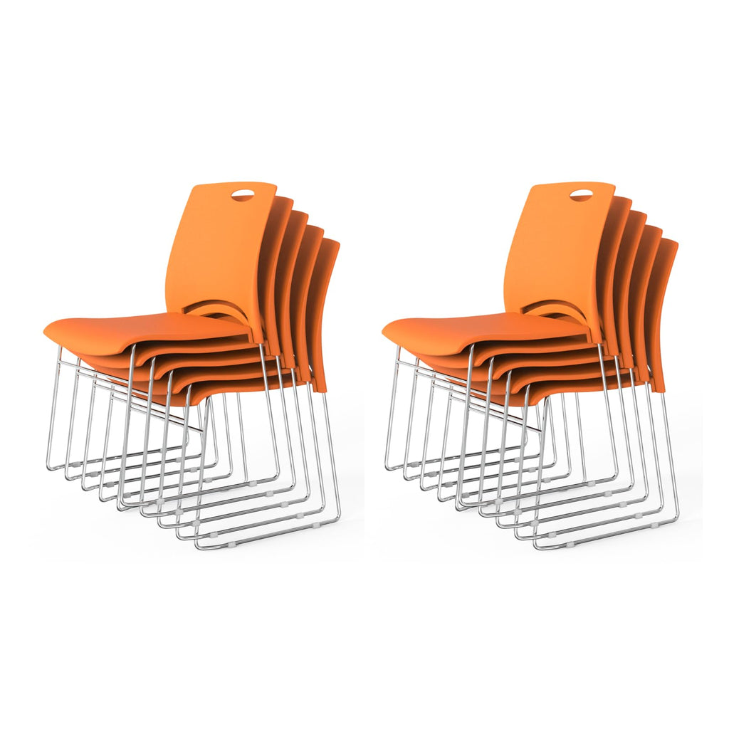 Vingli Stacking Chairs Set of 10 Stackable Office Chairs with Metal Sled Base, Ergonomic Plastic Seat, Stacking Chairs for Waiting Room Break