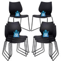 Klasika Stackable Waiting Room Chair, Stacking Office Chair with Ergonomic Lumbar Support and Metal Legs, Plastic Desk Chairs for Conference