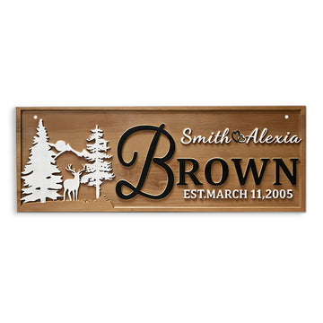 Personalized Wooden Family Name Sign Custom Established Wall Plaque