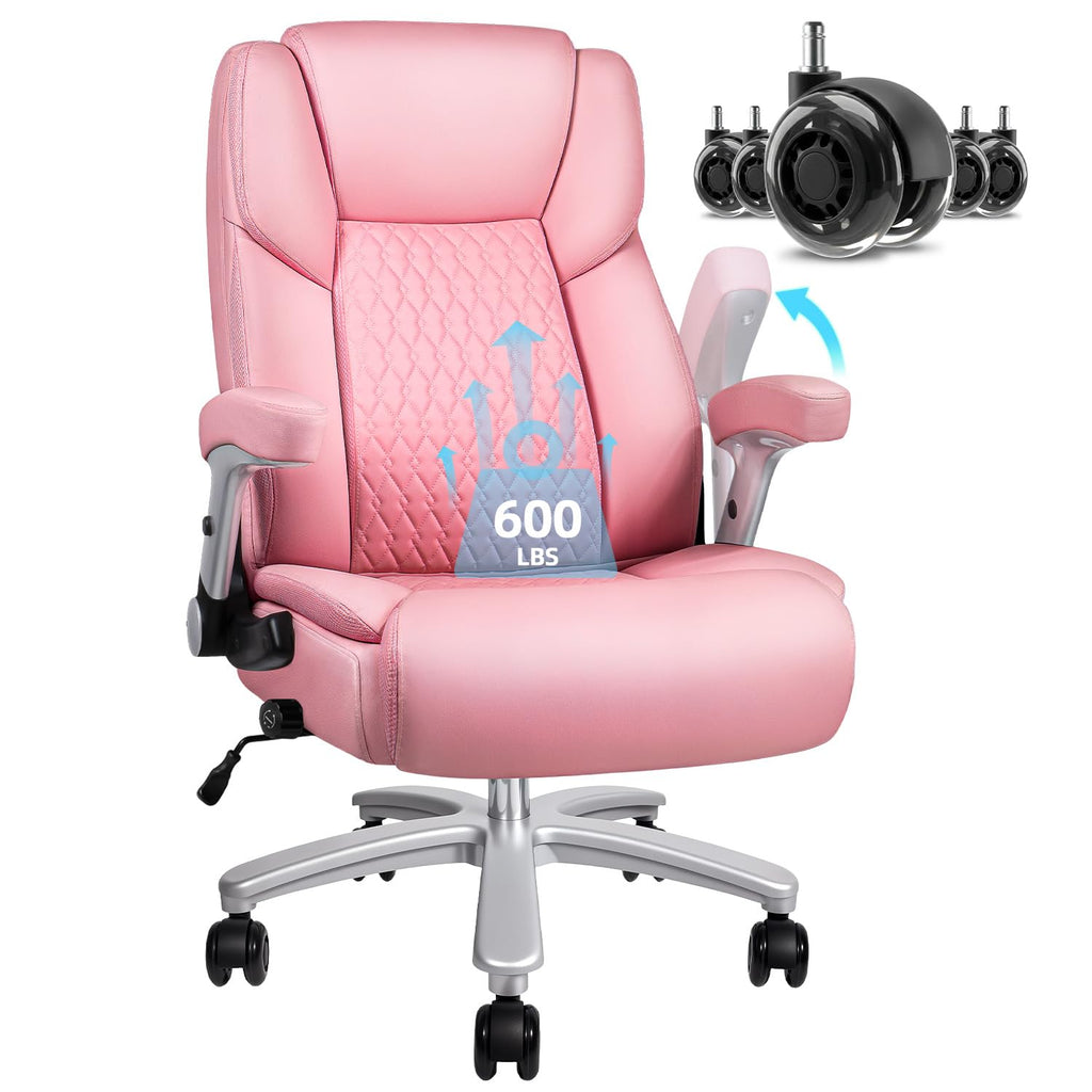 Vitesse 600lbs Big and Tall Office Chair with Flip Up Armrest, Large Heavy Duty Chair with Ergonomic Lumbar Support, Xecutive Office for Heavy
