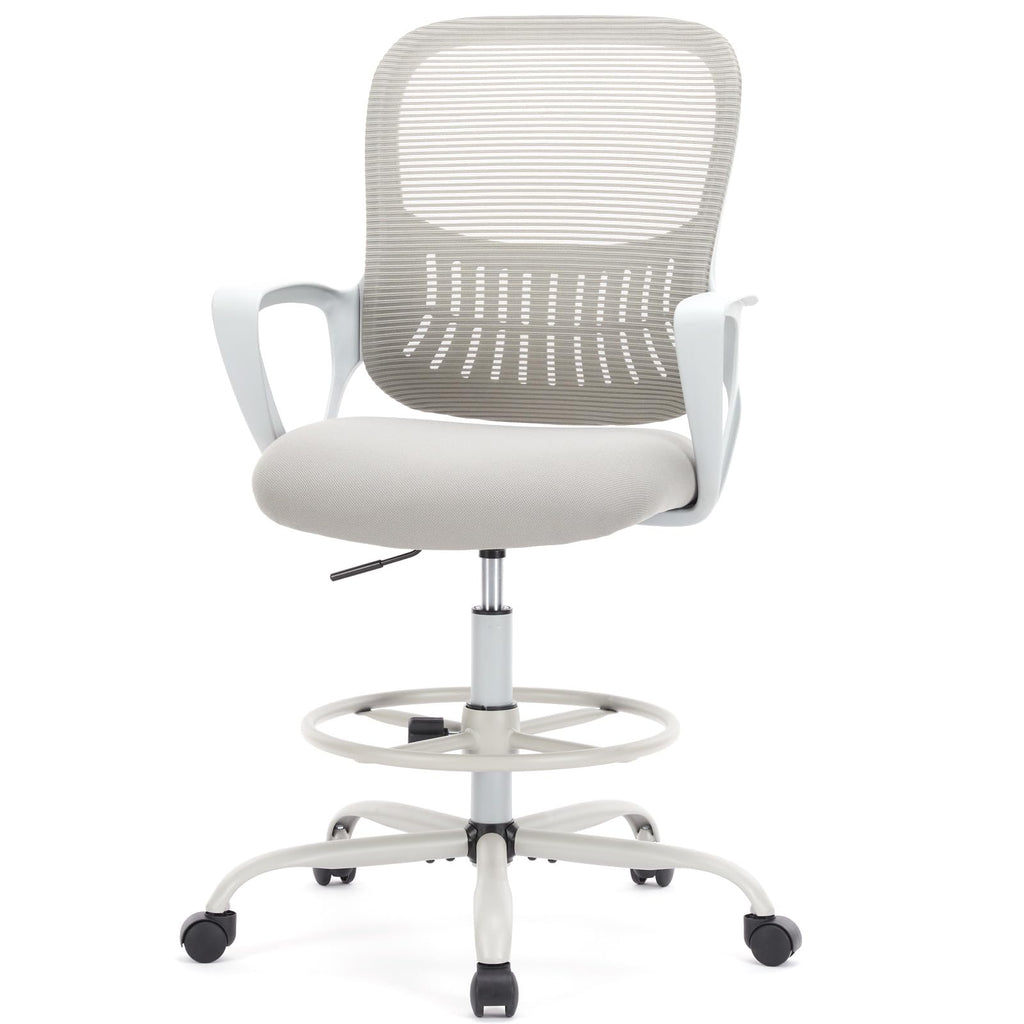 Dumos Drafting Chair - Ergonomic Tall Office for Standing Desk, Counter with Height Adjustable and Comfortable Lumbar Support, Fixed Armrests,