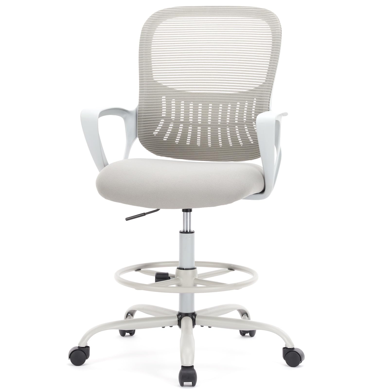 Dumos Drafting Chair - Ergonomic Tall Office for Standing Desk, Counter with Height Adjustable and Comfortable Lumbar Support, Fixed Armrests,