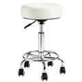 Limkomes 500lb Heavy-duty Adjustable Stool with Wheels, Round Rolling Chair, No backrest, White