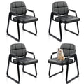 Clatina Waiting Room Chairs No Wheels with Padded Arms Leather Guest Chair for Office Reception and Conference Desk with Sled Base Black, 4pk