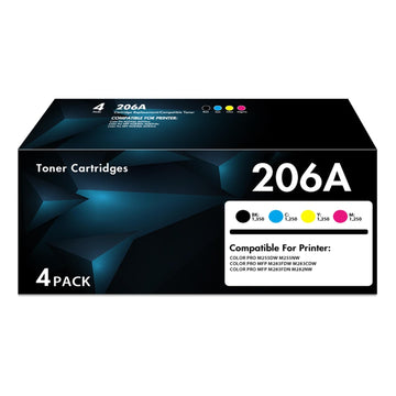 206A Toner Cartridges Color Laser Jet Pro MFP M283fdw Compatible with HP 206A W2110A 206X Toner Cartridges Set (with Chip) for Color Pro MFP M283cdw M283fdw M283fdn M255dw M255nw Printer Ink