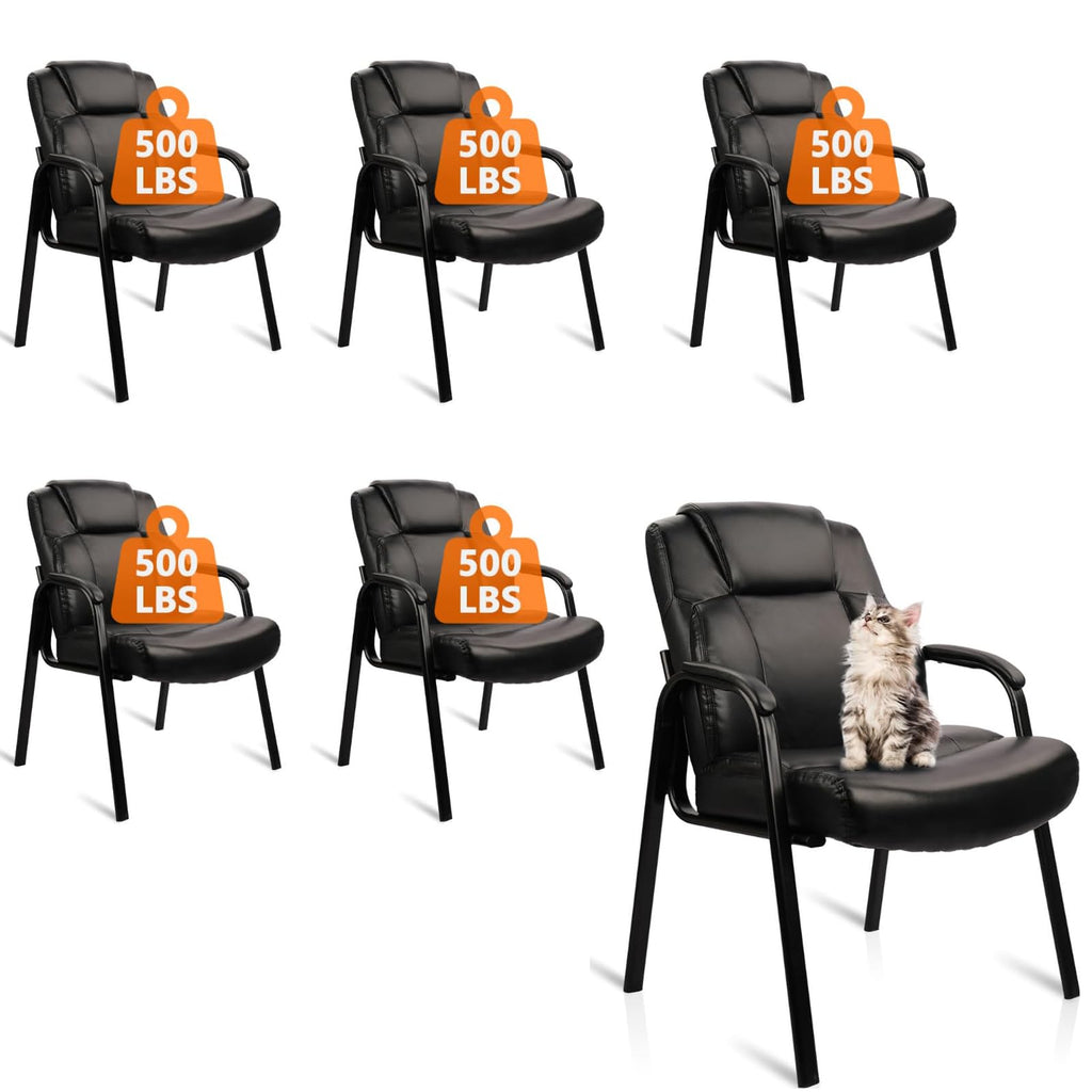 Clatina Big & Tall 500 Lb. Guest Chair, Leather Reception Chairs with Padded Arm Rest for Waiting Room Office Home and Meeting