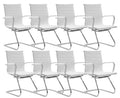 Cimota Waiting Room Chairs Leather Office Guest Chair Mid Back Reception Chairs with Sled Base for Meeting/patient/conference Room, White Set