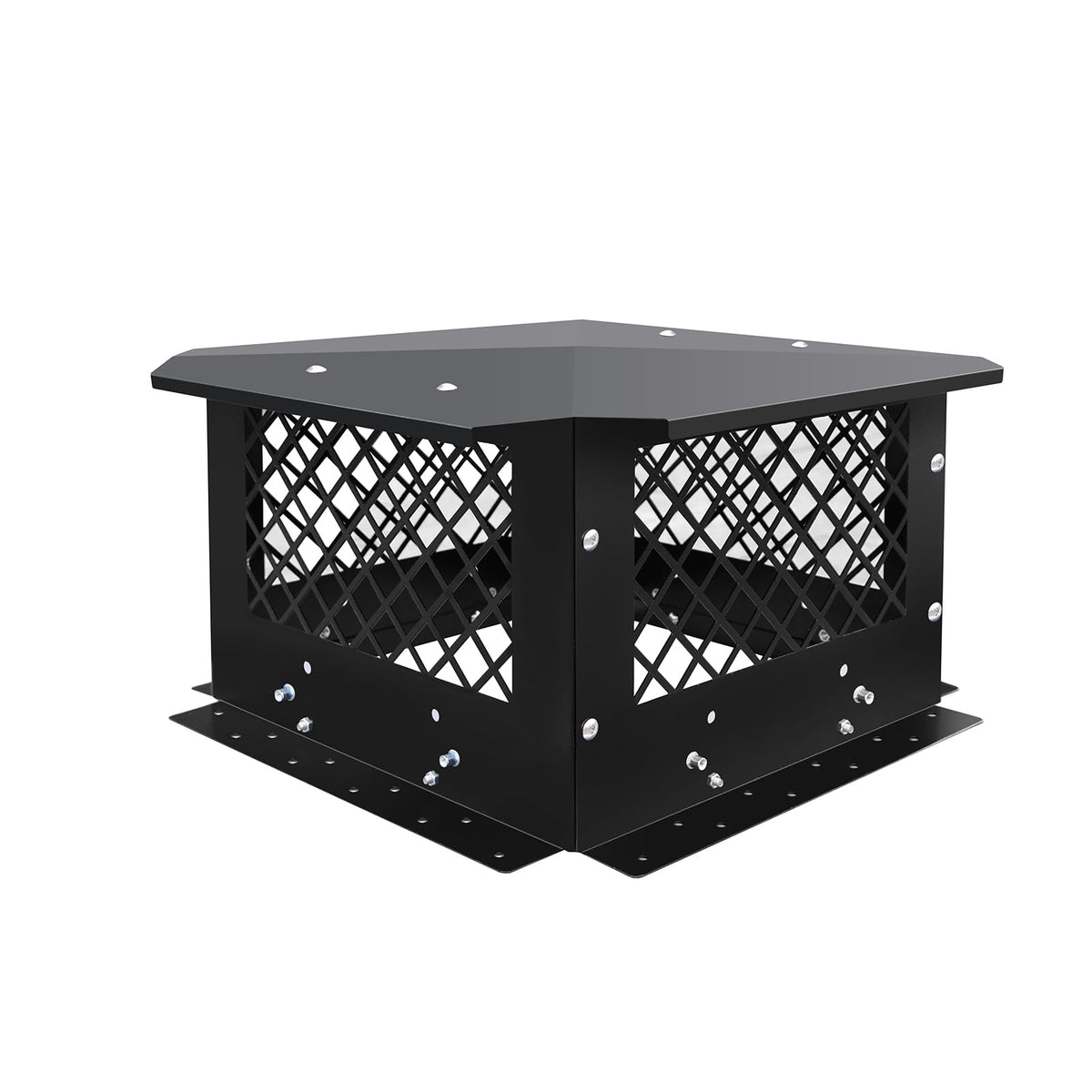 Chimney Rain Cap, Chimney Cover Fireplace Chimney Flue Caps, Adjustable Metal Strips with Bolts Screws Black (9" x 9")