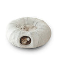 Cat Bed, cat Tunnel, Foldable Machine Washable Plush cat Bed, Grey (33.46 inches), with Hanging Toys, Suitable for Multiple