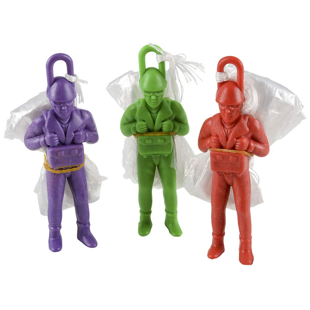 Rhode Island Novelty 4 Inch Plastic Paratrooper (1 Dozen)
