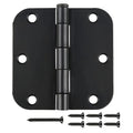 6 Pack Matte Black Interior Door Hinges Round 3.5" x 3.5 Inch 5/8" Radius Heavy-Duty Mat Hinge for Doors Standard Bedroom Work Office Door Hardware Removable Pin,Farm,Shed,Gate,Greenhouse Vent Window