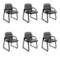 Clatina Waiting Room Chairs No Wheels with Padded Arms Leather Guest Chair for Office Reception and Conference Desk with Sled Base Black, 6pk