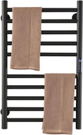 Towel Warmer Rack,Electric Heated Towel Rack, Electric Heated Towel Rail with Temperature Adjustment & 1-8H Timer Black 10 Bars Wall Mounted Heated Drying Rack for Bathroom