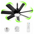 28 Inch Socket Fan Light with Remote Control, Screw in E26/E27 Ceiling Fan with LED Light, 3000-6000K Dimmable Color Temp, 6 Speeds, Timer, for Bedroom Kitchen Living Room Garage, Black
