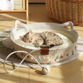 Cat Bed Basket with Soft Cushion & Play Ball - Cotton Rope Cat Beds for Indoor Cats, Kittens & Medium and Large Cat - Cat Scratching Bed with Decorative Tassels,18.9" L x 18.9" W x 6" Th