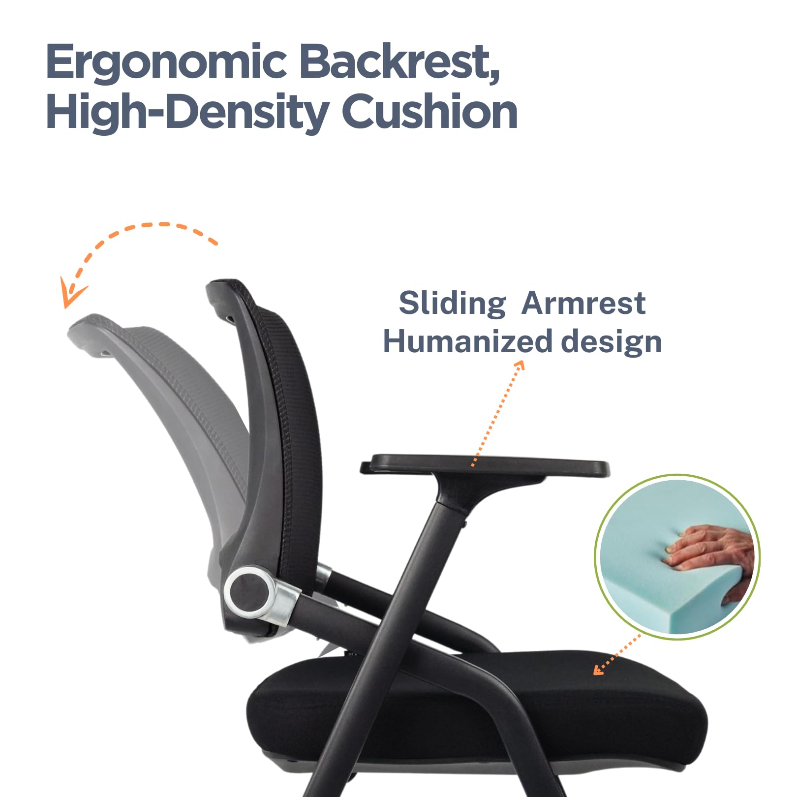 Slkjchr 2 Pack Foldable Office Chairs with Wheels, Mesh Back, Arms and Portable - Folding Office Chairs for Conference Room Chair, Office Guest