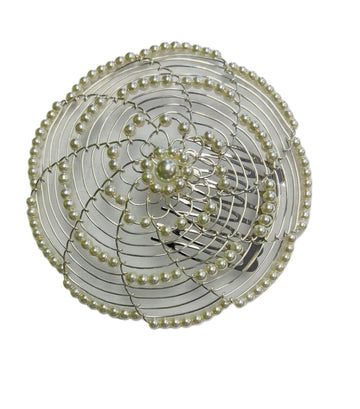 Elegant Beaded Dressy Wire Kippah for Women and Girls - IVORY
