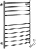 Heated Towel Rail Rails Towel Warmer Wall Mounted Electric Heated Shelf 10 Bars Curved Stainless Steel Home Bathroom Towel Drying Rack 102 Watt 750X520x125mm (Size : Hard Wire) ()