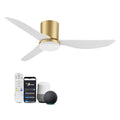 42 Inch Smart Ceiling Fans with Lights Remote,Low Profile Ceiling Fan Control via WIFI Voice Alexa App,Modern Flush Mount Fans for Small Bedroom,Patio,Porch,Outdoor Indoor,White and Gold,Ultra-quiet