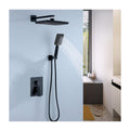 Shower System, Wall Mounted Bathroom Luxury Rain Mixer Shower Combo Set,Shower Fixtures with Handheld,Matte Black Shower Faucets Sets Complete for Bathroom Rough-in Valve Body and