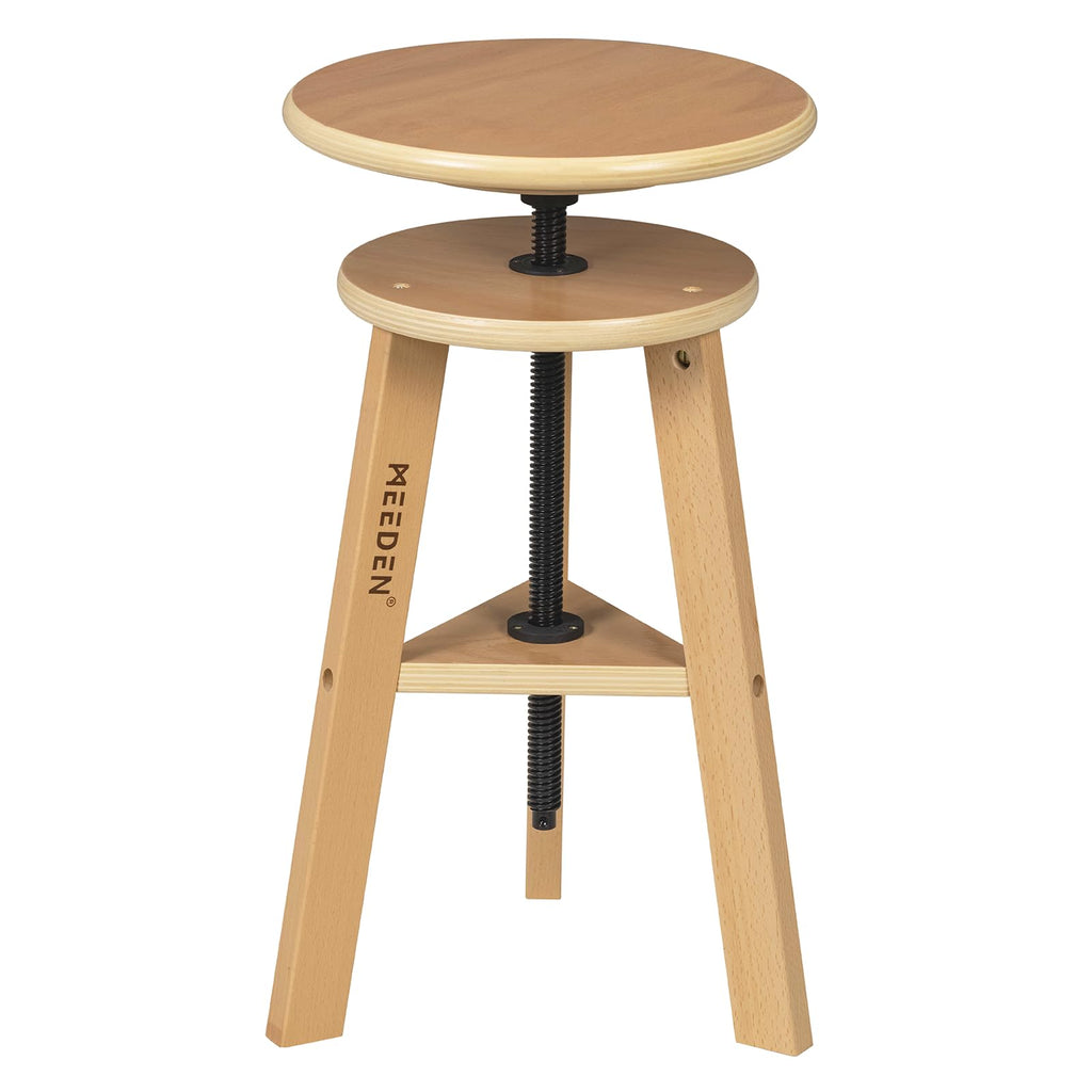 Meeden Artist Wooden Drafting Stool: Adjustable Height Art Stool for Studio, 26 inches, Natural