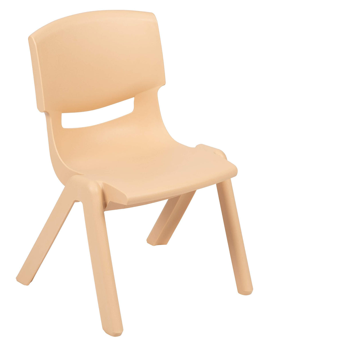 Emma + Oliver Natural Plastic Stackable School Chair, 10.5" Seat, 2-pack, 12.5"W x 14"D x 20"H