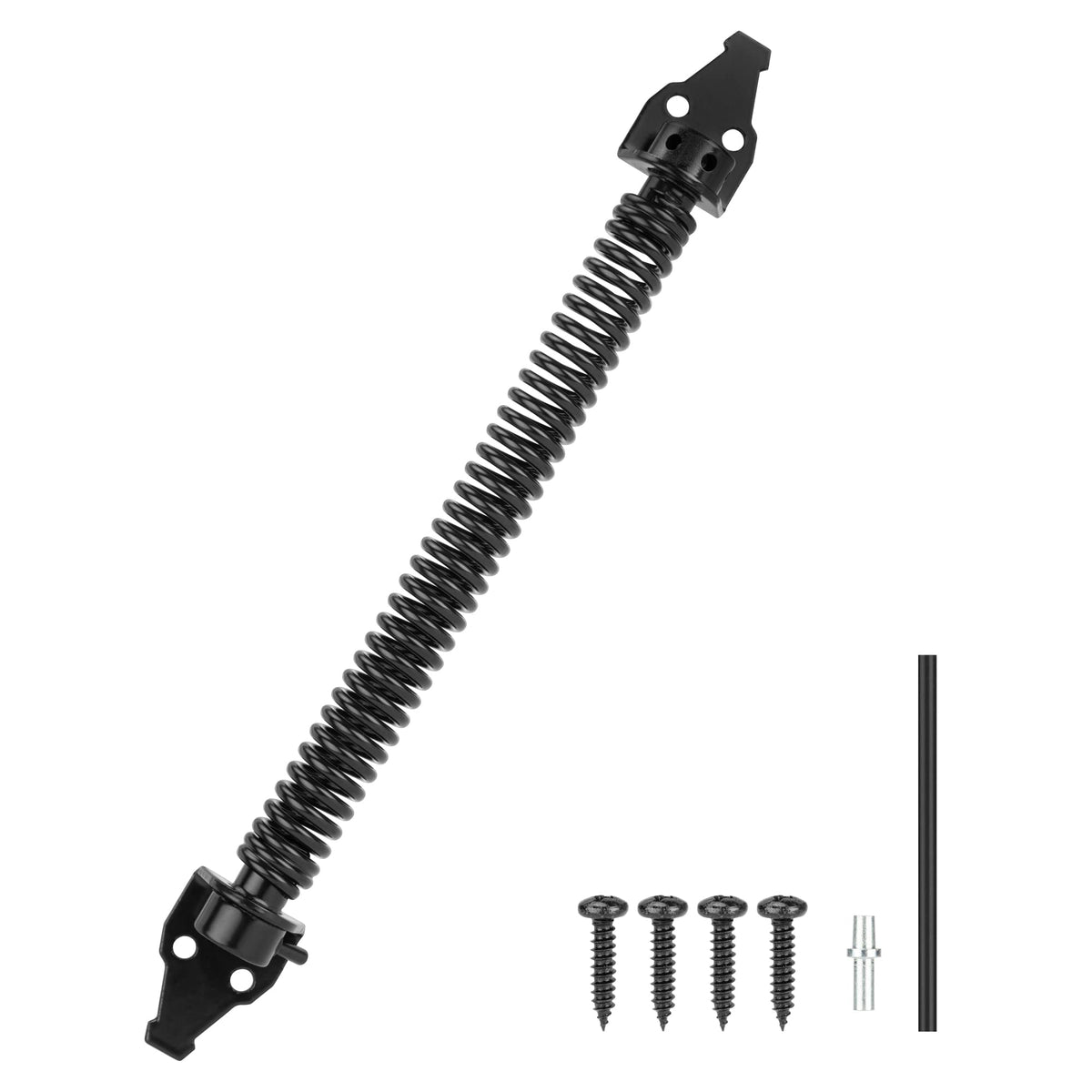 14" Gate Spring Self Closing Heavy Duty Outdoor Door Spring Automatic Metal Gate Closure Hardware with Adjustable Tool for Wooden and Vinyl Fence, Black