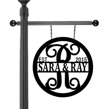 Custom Name Hanging Sign for Lamp Post or Mailbox Weatherproof Personalized Garden Flag Decor All Year Round Gift for Mother's Day, Birthday, Anniversary, Housewarming with Established Year