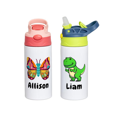 FAMGRAVING Custom Kids Tumbler 12oz & 20oz – Personalized Insulated Sports Water Bottle for School, Double Wall Vacuum Stainless Steel Cup, Custom Name Children Leak-Proof Tumbler