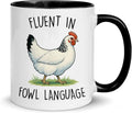 Fathers Day Chicken Gifts For Men - Fluent In Fowl Language Coffee Mug – Funny Chickens Cups For Friend, Farmer, Chicken Lover - Unique Chickens Gifts For Christmas, Birthday, Mothers Day Present
