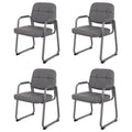 Clatina Classic Reception Chair with Padded Armrests and Sled Base, Ergonomic Guest Chair for Office Conference Waiting Meeting Room, Grey (4