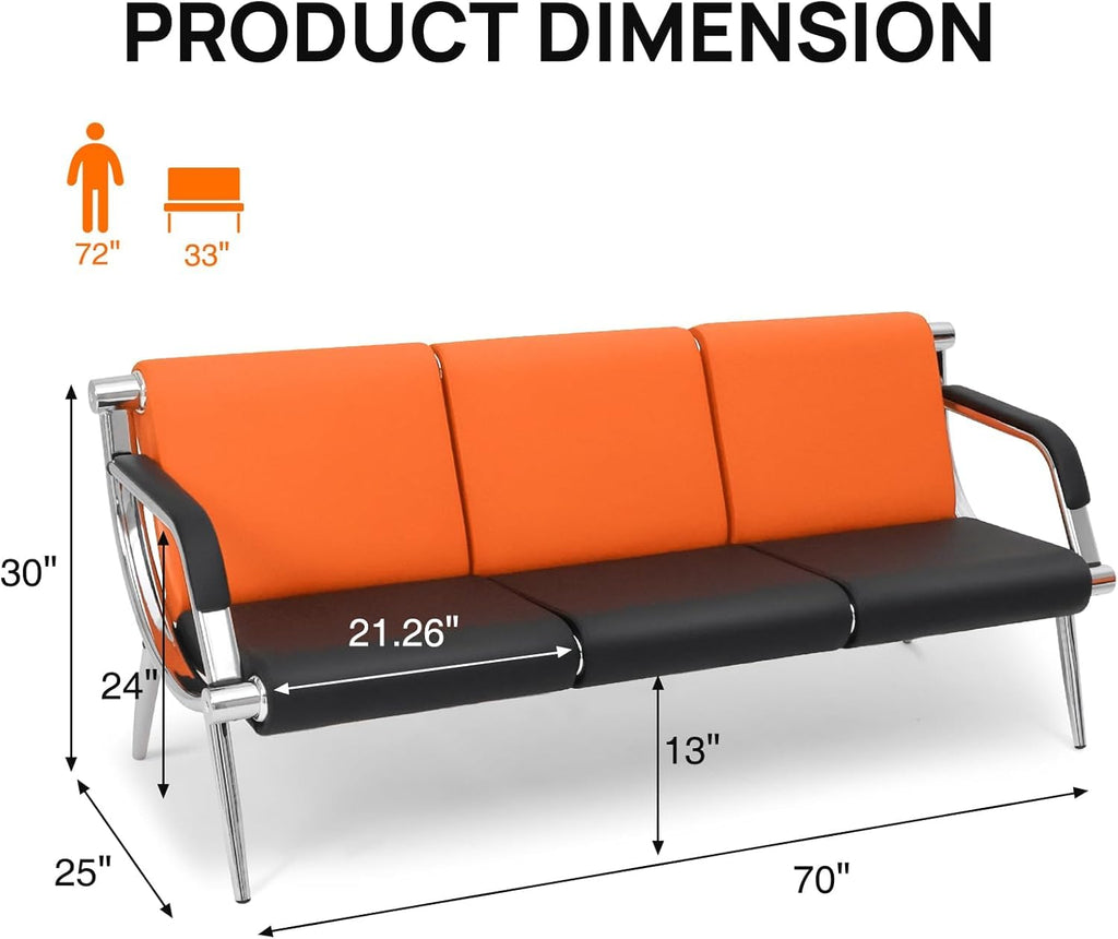 Wonline 5 Seat Waiting Room Chair with Armrest Pu Leather Office Furniture, Office Guest Seating Lobby Conference Reception Chairs for Airport