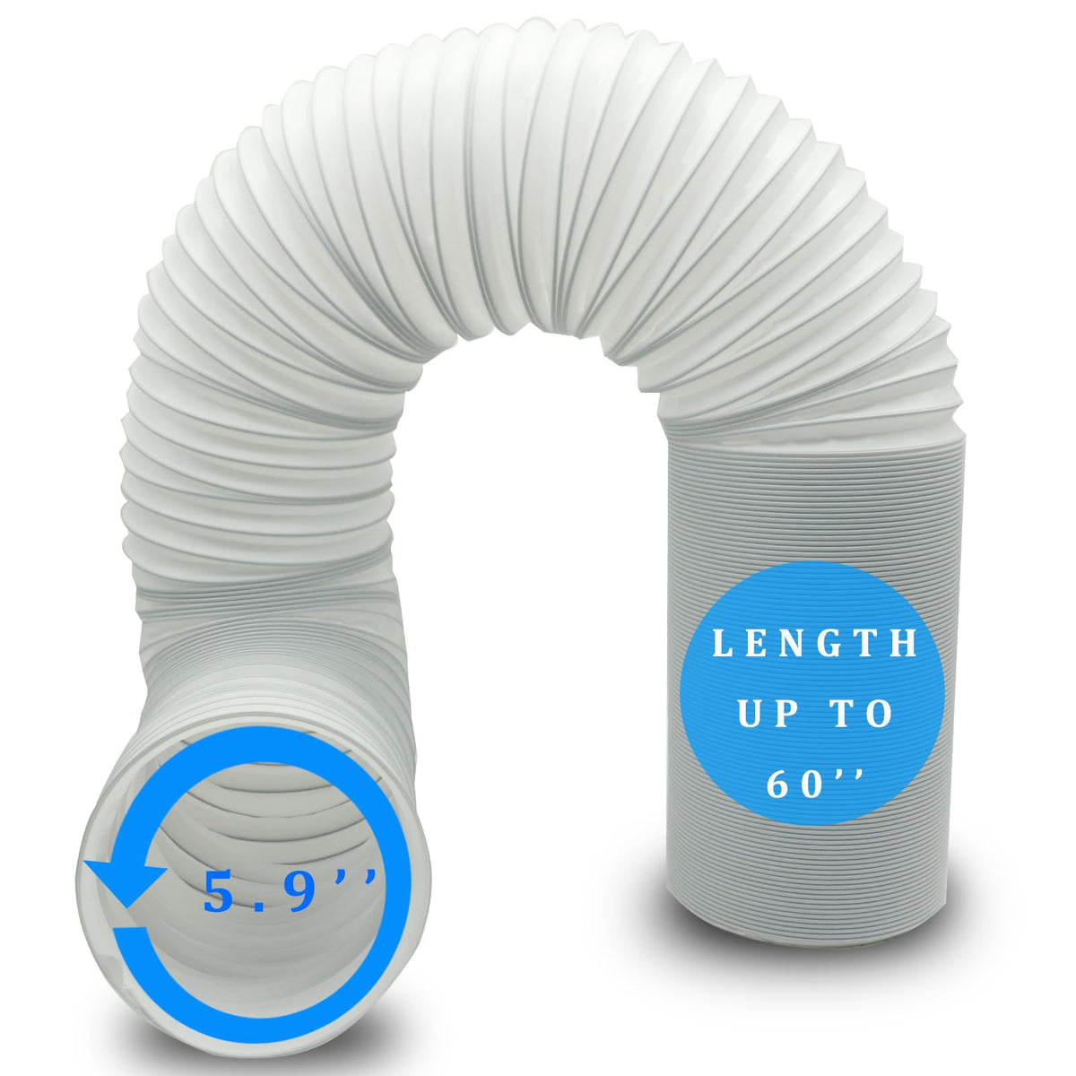Portable Air Conditioner Hose, Portable Exhaust Vent Hose with 5.9 Inch Diameter, Anti-Clockwise Thread, About 60 Inch Length