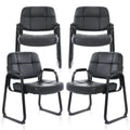 Clatina Big & Tall 500 Lbs Waiting Room Chair, Leather Office Reception Guest Chair Sled Base with Padded Arms for Elderly Home Desk Conference