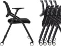 Brobriyo, 10 Pack Stackable Conference Room Chairs with Wheels and Paddle, Ergonomic Mesh Back and Arms for Meeting, Conference, Reception,