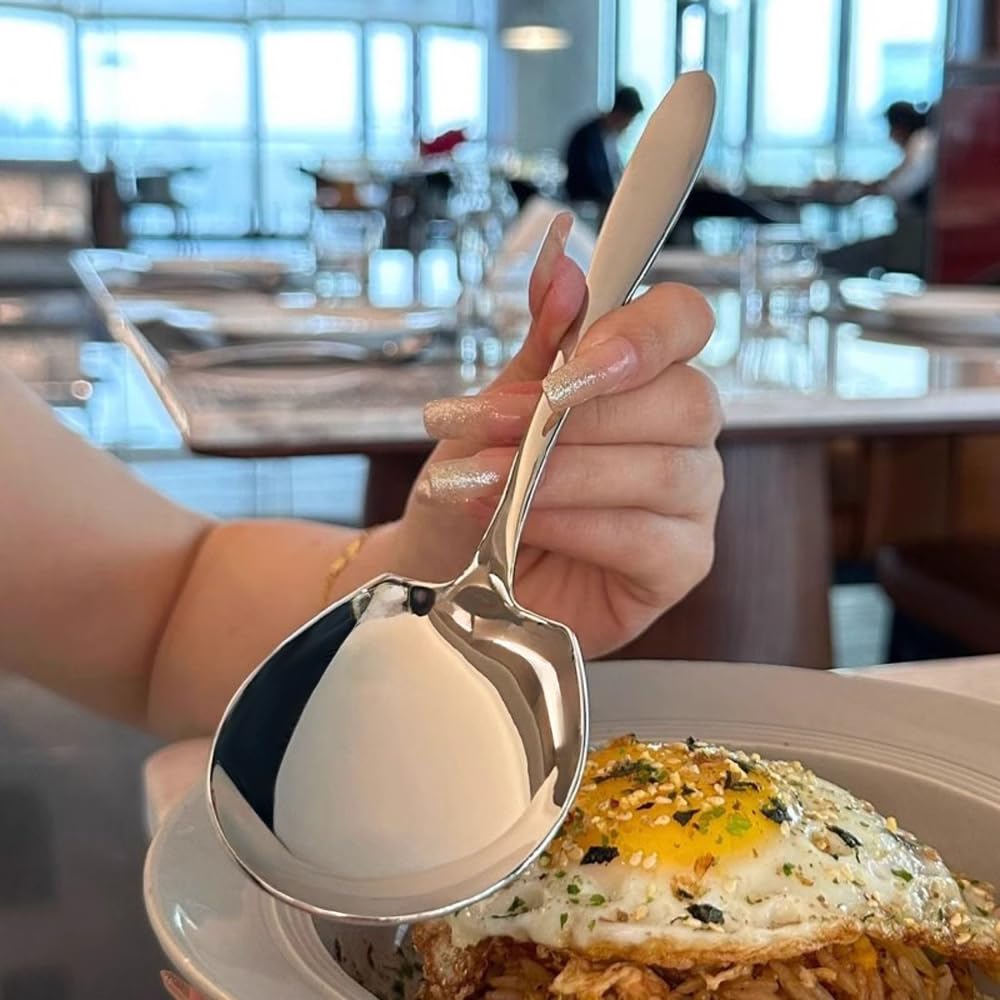 1 Piece Silver Spoon, Stainless Steel Serving Utensil, Serving Server, Slotted Spoon, Serving Spoon, Dishwasher Safe, Mirror Finish & Dishwasher Safe