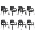 Clatina Leather Office Guest Waiting Room Chair Sets of 8, Reception Chair No Wheels with Armrests and Lumber Support, Stationary Desk Armchair