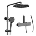 Shower System Thermostatic Bathroom Shower Faucet Set 40°C Thermostatic Shower Mixer Gray Shower Fixtures Shower Kit with Valve and Rain Shower Head, Handheld Shower Head, Bathtub